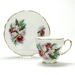 Cup & Saucer by Duchess, Pearl Handle, Orchid