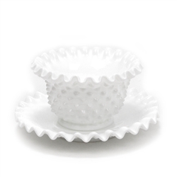 Hobnail Milk Glass by Fenton, Glass Mayonnaise Bowl, Underplate