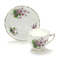 Cup & Saucer by Royal Windsor, China, Violets, Gold Trim