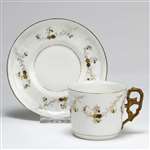 Demitasse Cup & Saucer by Limoges, China, Gold Flowers