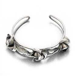 Cuff, Silverplate, Leaf & Flower Design