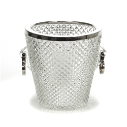 Ice Bucket by English, Silverplate/Glass, Diamond Point Design