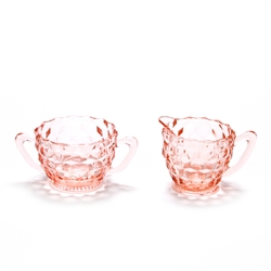 Cube Pink by Jeannette, Glass Cream Pitcher & Sugar Bowl