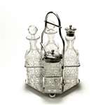 Cruet Set, Silverplate/Glass, Diamond Pattern