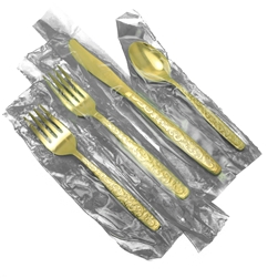 Golden Scroll by International, Gold Electroplate 4-PC Setting, Dinner