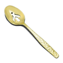 Golden Scroll by International, Gold Electroplate Tablespoon, Pierced (Serving Spoon)