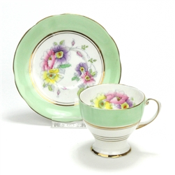 Demitasse Cup & Saucer by Royal Standard, China, Green Floral Design