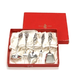 Hostess Set, 5-PC by Reed & Barton, Silverplate, Flowered Handle