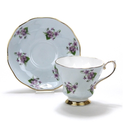 Cup & Saucer by Royal Grafton, China, Violets on Blue