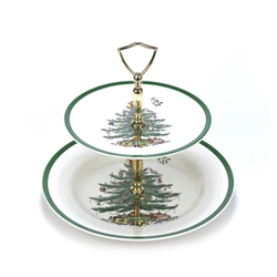 Christmas Tree by Spode, China Tier Serving Tray, Two Tiers