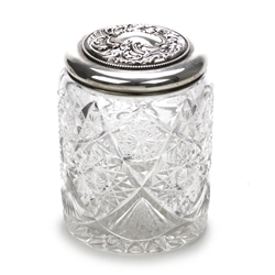 Jar by International, Sterling/Glass, Flower & Scroll Design