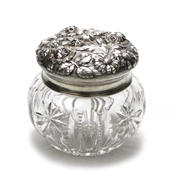 Dresser Jar, Glass w/ Sterling Lid by Jenkins & Jenkins, Repousse