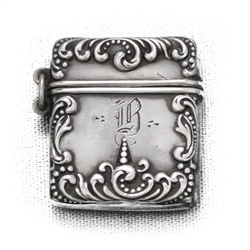 Stamp Box by Foster & Bailey, Sterling, Scroll Design, Monogram B