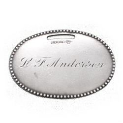 Luggage Tag by Webster, Sterling, Beaded Edge, Monogram L F. Anderson