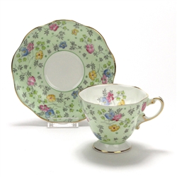 Cup & Saucer by Foley, China, Green, Chintz Design