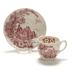 Olde Abbey, Red by Royal Tudor Ware, Earthenware Demitasse Cup, Sauc.