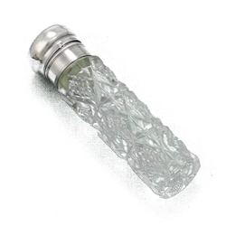 Perfume Flask, Sterling/Glass, Diamond Crystal Design