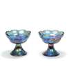 Harvest Blue Carnival by Colony, Glass Candlestick Pair