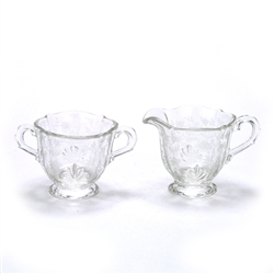 Cream & Sugar by Fostoria, Glass, Etched, Roses