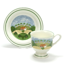 Country Cottage by Sango, Earthenware Cup & Saucer, Footed