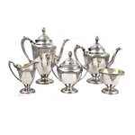 Rose Point by Wallace, Silverplate 5-PC Tea & Coffee Service