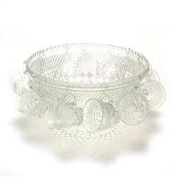 Wexford by Anchor Hocking, Glass Punch Bowl, Ladle & 12 Cups