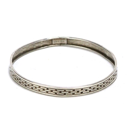 Bangle Bracelet, Sterling, Basket Weave