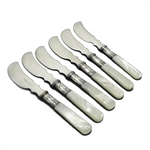 Pearl Handle by Landers, Frary & Clark Butter Spreaders, Set of 6, Flat Handle, Vine Ferrule