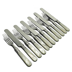 Pearl Handle by Meriden Luncheon Forks & Knives, 12-PC Set