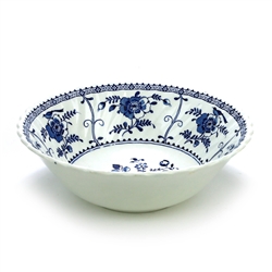 Indies, Blue by Johnson Brothers, Ironstone Vegetable Bowl, Round, Ruffled Edge