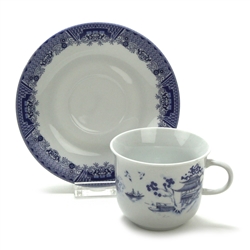 Chinese Garden, Blue by Emerald, Porcelain Cup & Saucer