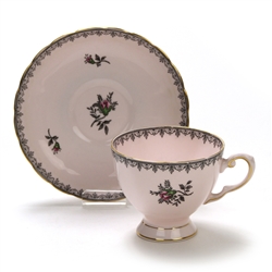 Cup & Saucer by Tuscan, China, Pink & Black
