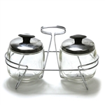 Condiment Jars & Stand by Foley, Stainless