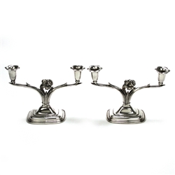 Daffodil by 1847 Rogers, Silverplate Candelabrum, 2-Branch, Pair