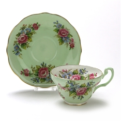 Cup & Saucer by Foley, China, Green Floral