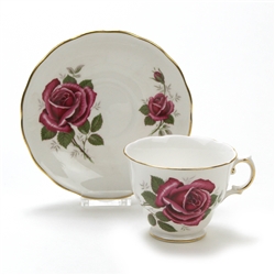 Cup & Saucer by Royal Kent, China, Burgundy Rose