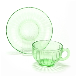 Aurora Green by Hazel Atlas, Glass Cup & Saucer