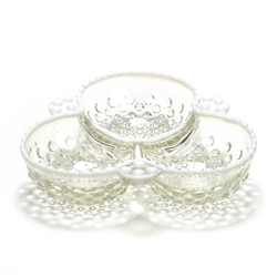Hobnail French Opalescent by Fenton, Glass Relish Dish, Three Part