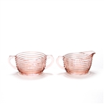 Manhattan Pink by Anchor Hocking, Glass Cream Pitcher & Sugar Bowl