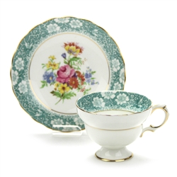 Cup & Saucer by Rosina, China, Teal Floral