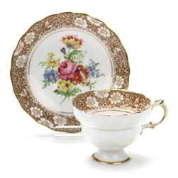 Cup & Saucer by Rosina, China, Brown Floral