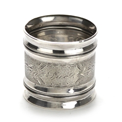 Napkin Ring by Coin Silver, Coin, Beaded & Engraved, Monogram Sue