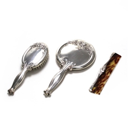 Dresser Set, 3-PC by Webster, Sterling, Daylilies