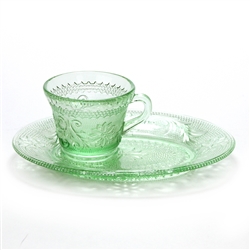 Sandwich Light Green by Tiara, Glass Snack Set