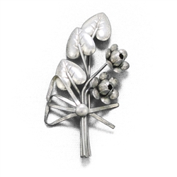 Pin, Sterling, Flowers & Bow