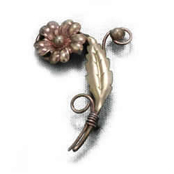 Pin, Gold Electroplate, Flower
