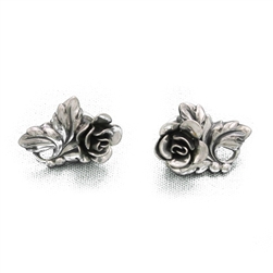 Earrings by Danecraft, Sterling, Rose & Leaves