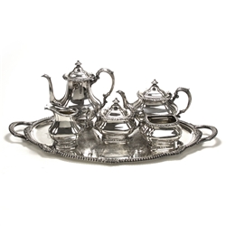 Shell & Gadroon by Gorham, Silverplate 6-PC Tea & Coffee Service w/ Tray