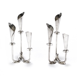 Candelabrum Pair, 3-Branch, Silverplate, Calla Lily Style