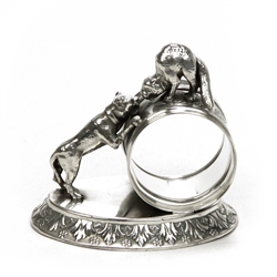 Napkin Ring, Figural by Meriden, Silverplate, Cat & Dog